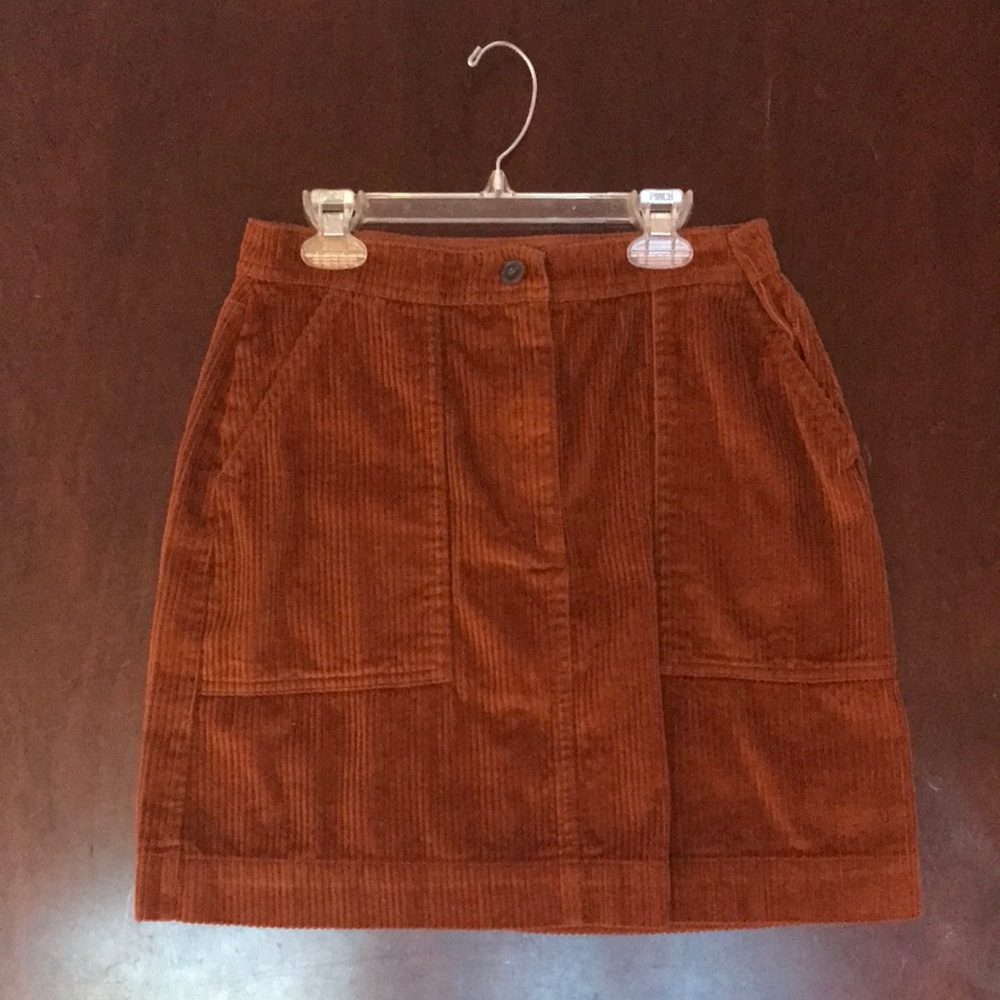 GAP Corduroy Mini A-Line Skirt in Rust - 4